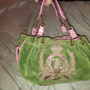 Juicy couture pink green her majesty purse